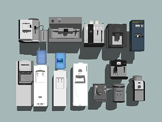 现代饮水机咖啡机组合草图大师模型，饮水机skp文件下载