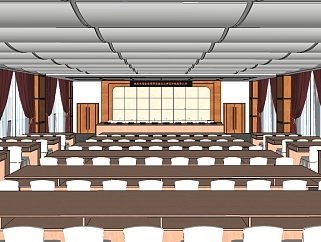现代大型会议室室内SU模型，会议室草图大师模型下载
