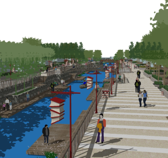 现代公园景观草图大师模型，公园sketchup模型下载