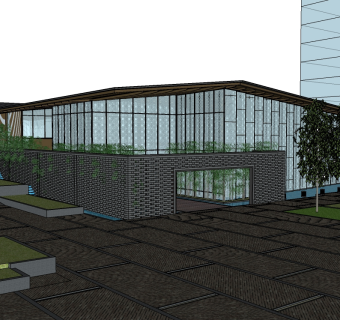 中式售楼处skb模型分享，售楼中心SU模型下载