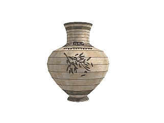 中式陶瓷花瓶草图大师模型，花瓶sketchup模型下载
