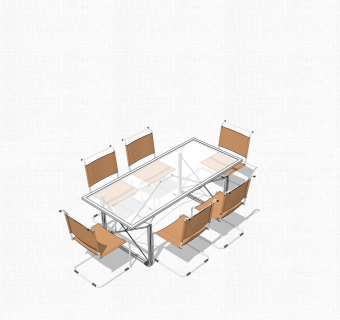 现代玻璃会议桌草图大师模型，会议桌sketchup模型下载