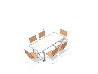 现代玻璃会议桌草图大师模型，会议桌sketchup模型下载