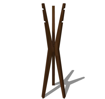 简约实木三脚衣架草图大师模型,服装店衣架su模型下载