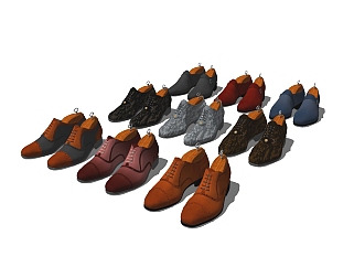现代<em>皮鞋</em>组合草图大师模型，<em>皮鞋</em>组合sketchup模型下载