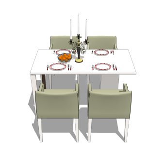 现代简约餐桌椅草图大师模型，餐桌椅skb文件