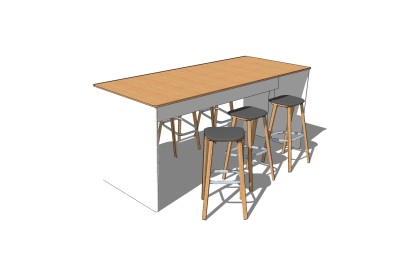 现代餐桌椅免费su模型，餐桌椅sketchup模型下载