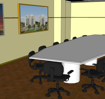 现代会议室草图大师模型，会议室sketchup模型下载