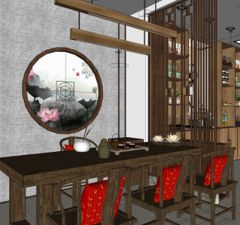 现代茶叶特产店su模型，茶叶店草图大师模型下载
