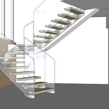 精品实木楼梯踏步板su模型集下载