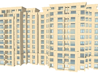 欧式公寓外观草图大师模型，公寓su模型下载