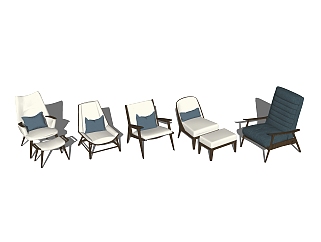 <em>现代休闲椅组合</em>草图大师模型，休闲椅sketchup模型下载