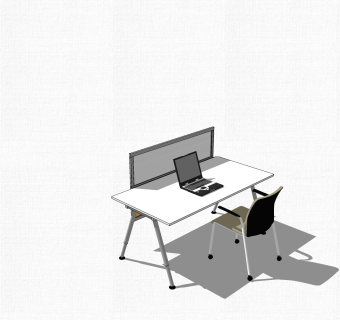 现代白色简约办公桌su模型，办公桌sketchup模型下载