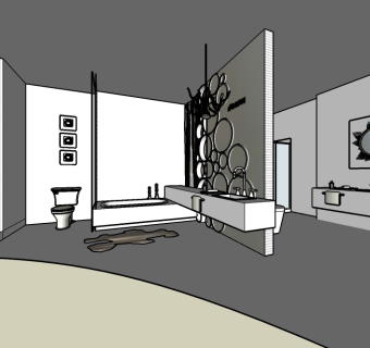 现代卫浴展厅草图大师模型，卫浴展厅sketchup模型下载