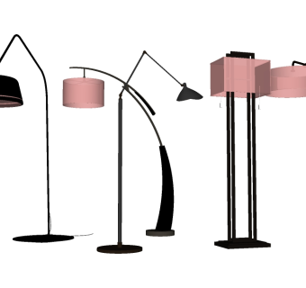 现代简约风格落地灯组合su模型下载、简约风格落地灯组合草图大师模型下载