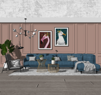 现代沙发组合su模型，沙发组合sketchup模型下载