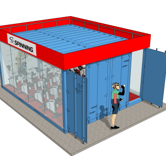 现代集装箱房屋su模型，改造房草图大师模型下载