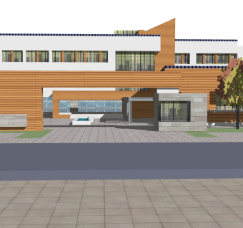 现代学校规划免费su模型，学校sketchup模型下载
