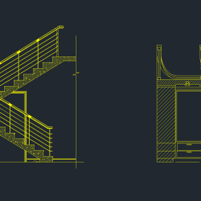  楼梯 铁艺栏杆 CAD图集，楼梯CAD施工图下载