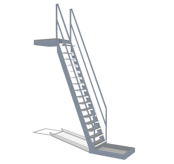 现代钢结构单跑楼梯草图大师模型，钢结构单跑楼梯sketchup模型免费下载