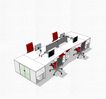 办工桌草图大师模型，办工桌sketchup模型，办工桌su素材下载