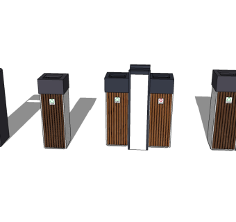 现代简约垃圾桶草图大师模型，垃圾桶SU模型下载