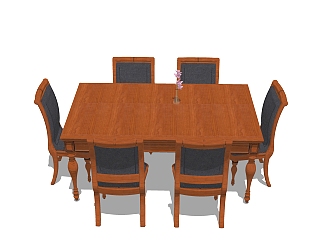 美式餐桌椅草图大师模型，餐桌椅skb文件下载
