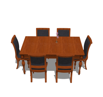 美式餐桌椅草图大师模型，餐桌椅skb文件下载