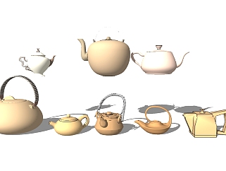 <em>现代茶壶</em>sketchup模型下载，茶壶skb模型分享