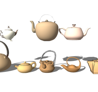 现代茶壶sketchup模型下载，茶壶skb模型分享