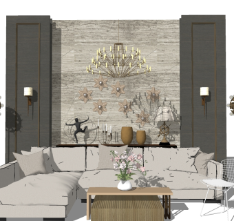 现代休闲沙发su模型，沙发sketchup模型下载