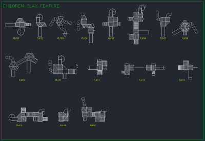 儿童游乐场设备图库，儿童游乐场CAD施工图纸下载
