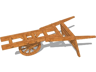 现代独轮车sketchup模型，独轮车草图大师模型下载