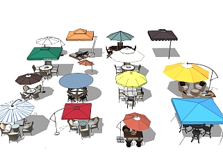 现代<em>户外桌椅组合</em>su模型，休闲桌椅sketchup模型下载