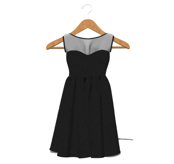 现代黑色连衣裙免费su模型，服饰skb文件下载