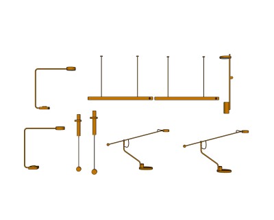 现代台灯组合草图大师模型，台灯su模型下载