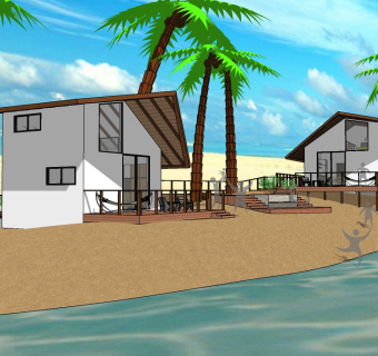 现代简约滨水小别墅su模型，别墅skb文件下载