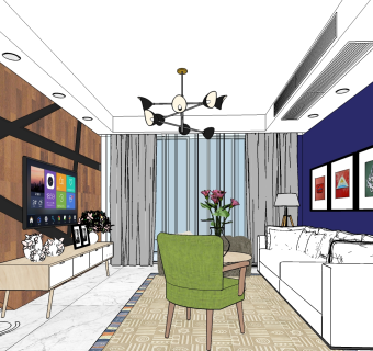 北欧客餐厅免费su模型下载，客餐厅整套sketchup模型