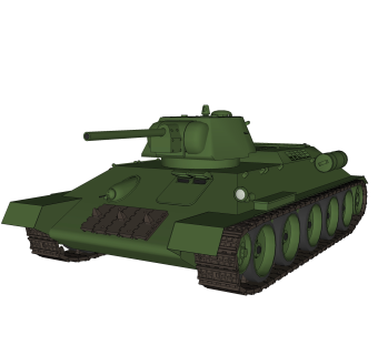 苏联T-34中型坦克su模型，坦克草图大师模型下载