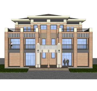 新古典别墅草图大师模型下载，别墅外观sketchup模型分享