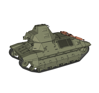 现代FCM36步兵支援坦克草图大师模型，坦克su模型下载