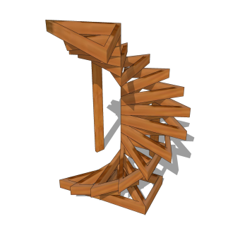 现代实木螺旋楼梯草图大师模型，实木螺旋楼梯sketchup模型免费下载