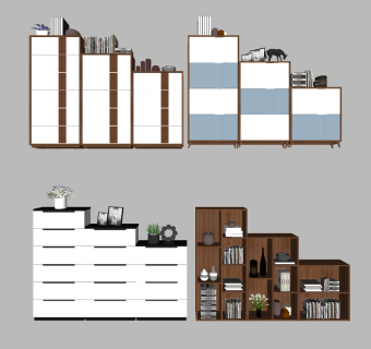 北欧装饰柜鞋柜su模型，鞋柜草图大师模型下载