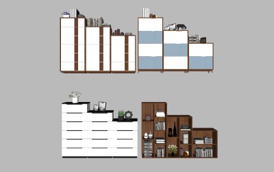 北欧装饰柜鞋柜su模型，鞋柜草图大师模型下载