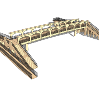 现代人行天桥草图大师模型，人行天桥sketchup模型免费下载
