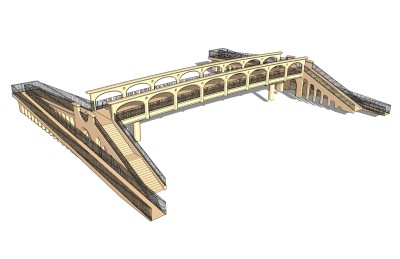 现代人行天桥草图大师模型，人行天桥sketchup模型免费下载