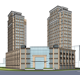 现代酒店草图大师模型，酒店sketchup模型免费下载