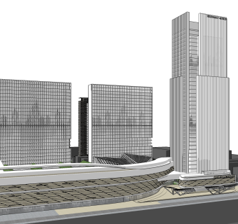 现代办公楼草图大师模型，办公楼sketchup模型免费下载