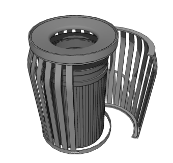 现代金属垃圾桶草图大师模型，垃圾桶SU模型下载