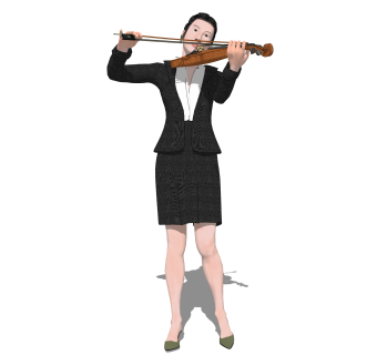 拉小提琴女演员草图大师模型，女演员su模型下载